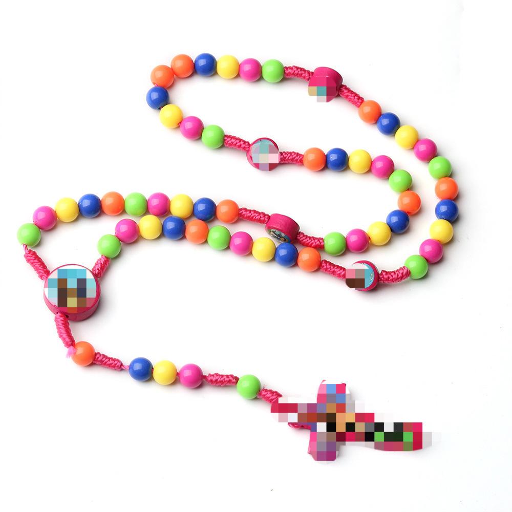 Cartoon Beaded Rosary Necklace - European & American Cross Ornaments (In Stock)