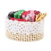 1:12 Dollhouse Sewing Kit Simulation Fabric Scissors Tape Measure Miniature Sewing Basket for