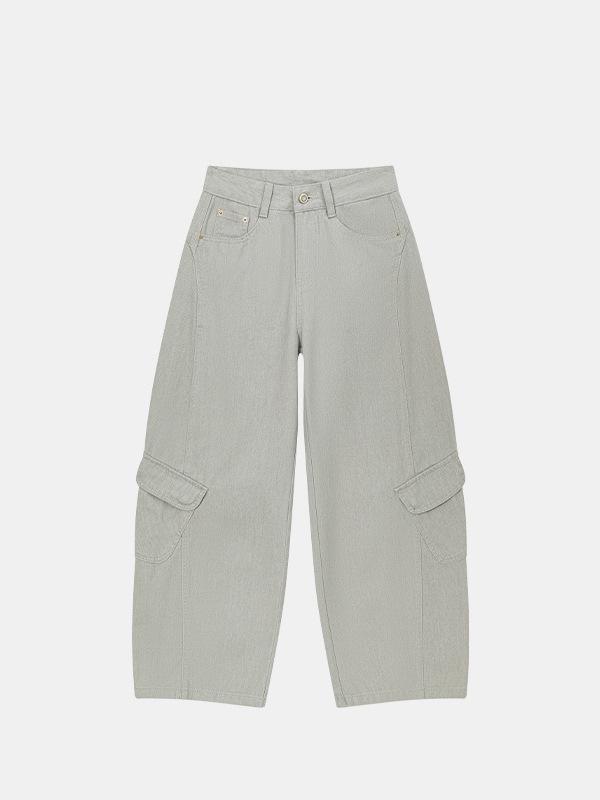 

Women s High-Waisted Boyfriend Cargo Jeans: Multi-Pocket 3D Deconstructed Denim, Loose Fit, Non-Stretch, Casual for Spring 2026. L