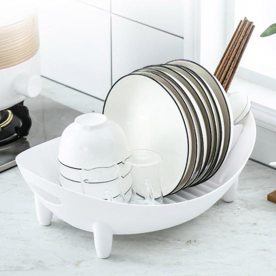 Countertop Dish Rack Plastic Dish Drying Rack Tableware Holder Bowl And Utensil Holder with Drainage for Kitchen Counter Sink