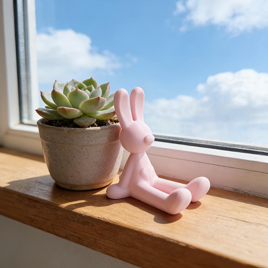 Cute Rabbit Phone Holder 3D Printed Ornament, Soft And Cute Decoration, Stable And Non-Slip Support for Mobile Phones