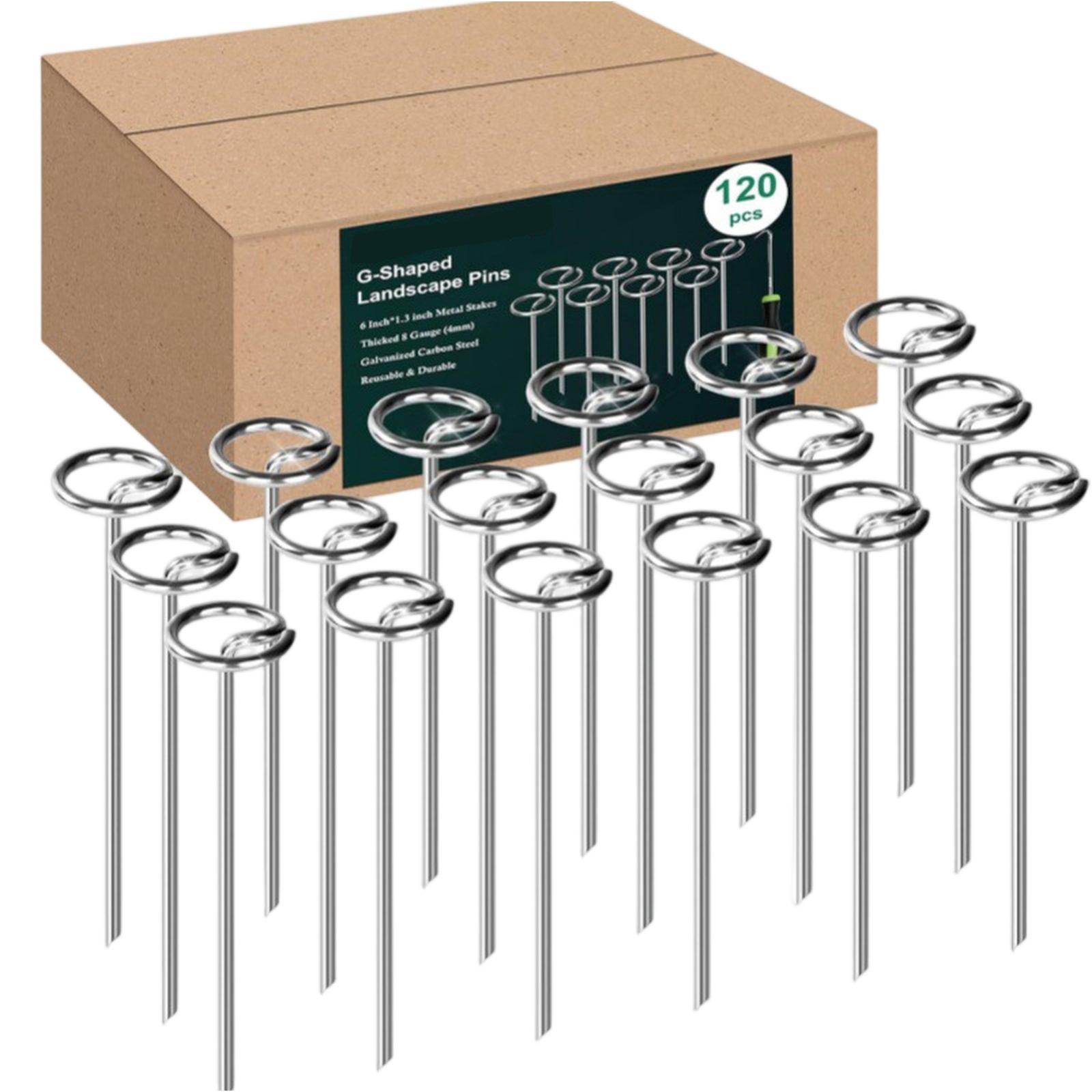 

G-Shaped Landscape Pins 3x150mm Heavy Duty Galvanized Steel Garden Stakes for Lawn Outdoor Tent Canopy Securement Pack of 120 one size