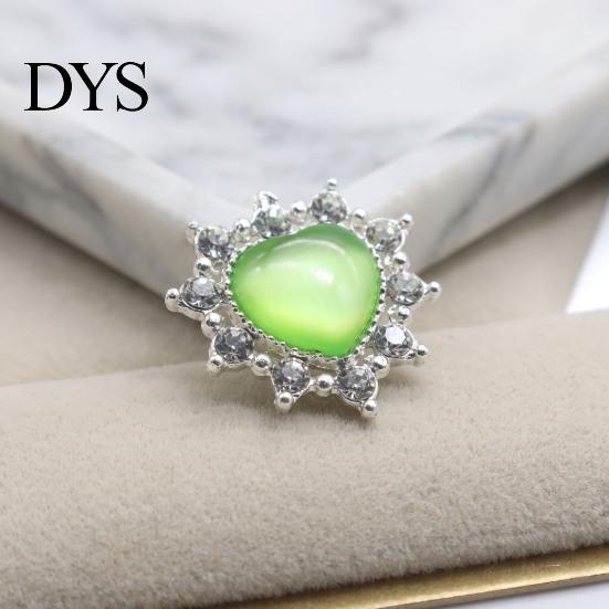 Sparkling Rhinestone Flatbacks 2Pcs Cat Eye Heart Faux Gems, Alloy Brooch Buttons, 23mm Jewelry Making Accessories Flatback Gemstone Hearts