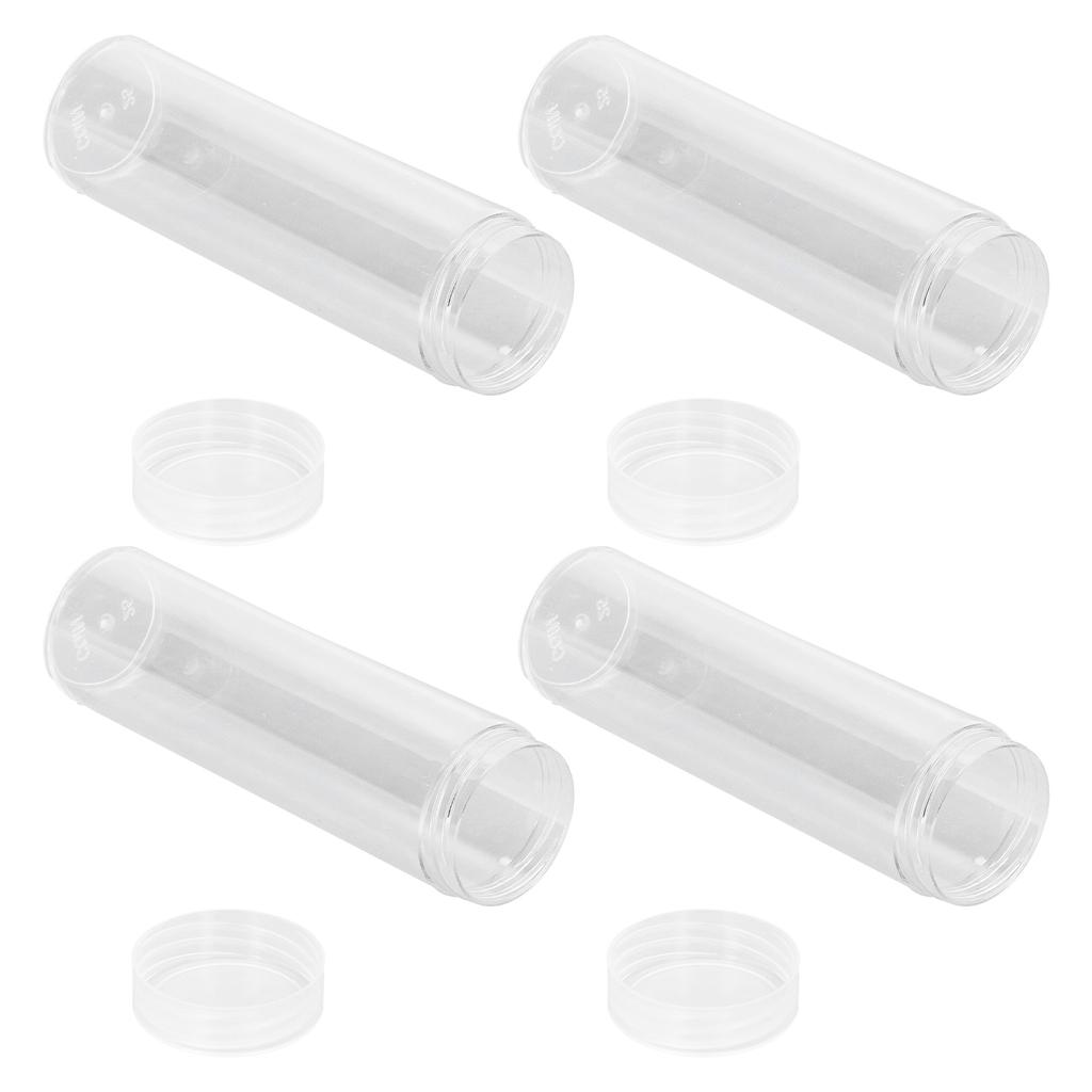Round Clear Coin Tube Plastic Coin Storage Tubes with Cushion Sponge for 25mm 0.98in Coins Collection