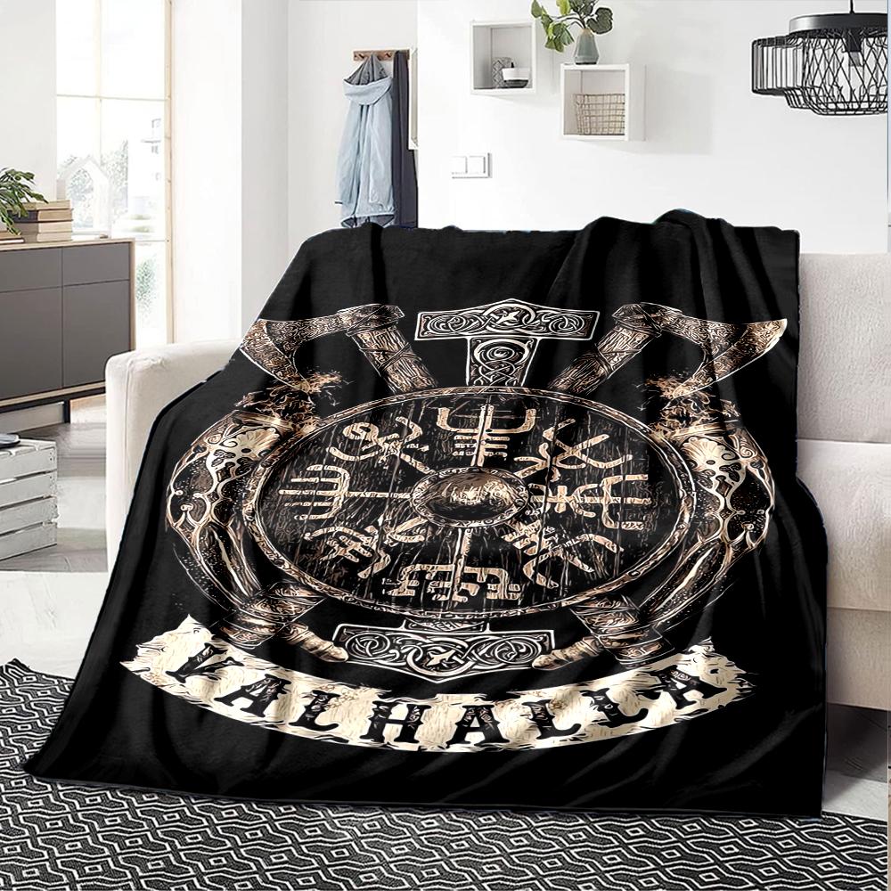 Viking Theme Printed Blanket - Perfect for Couch, Bed, Travel & Outdoor Use | Machine Washable, Cozy & Durable.