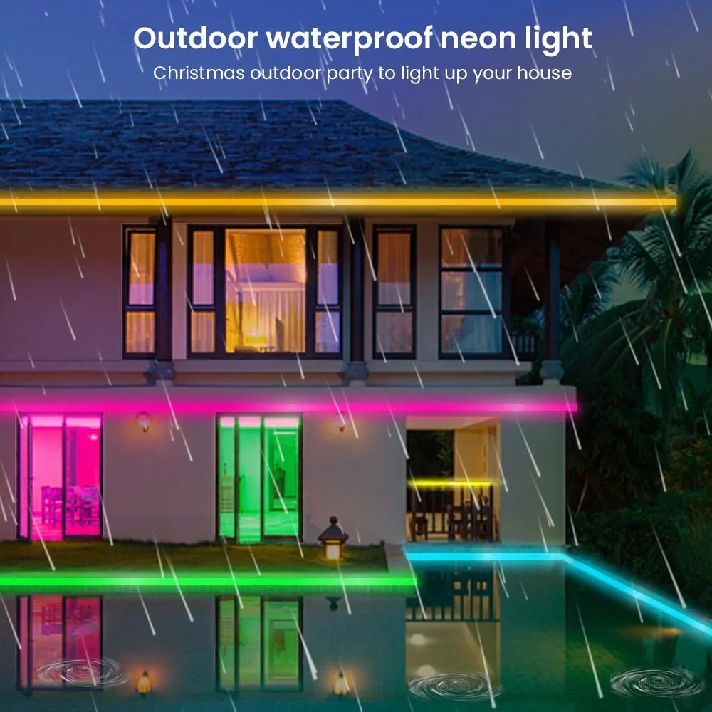 15M WiFi Neon LED Streifen Tuya Smart LED Dimmbar Wasserdicht Silikon 24V RGB Neon Schild Band Funktioniert mit Alexa Heimdekor Beleuchtung