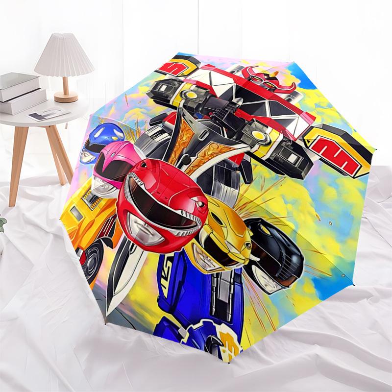 

1pc Power Rangers Auto-Open Umbrella, Portable 3-Fold Design, 8-Bone Iron Frame Outdoor Umbrella, Ideal Gift for Fans, Travelers, Daily Use, Perfect P