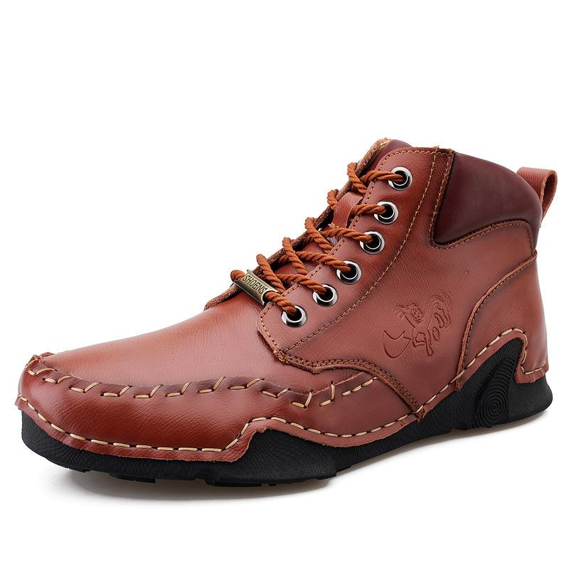 

2021 men s shoes autumn and winter new mid-top lace-up casual sewing shoes large size outdoor tooling boots men s leather boots 48