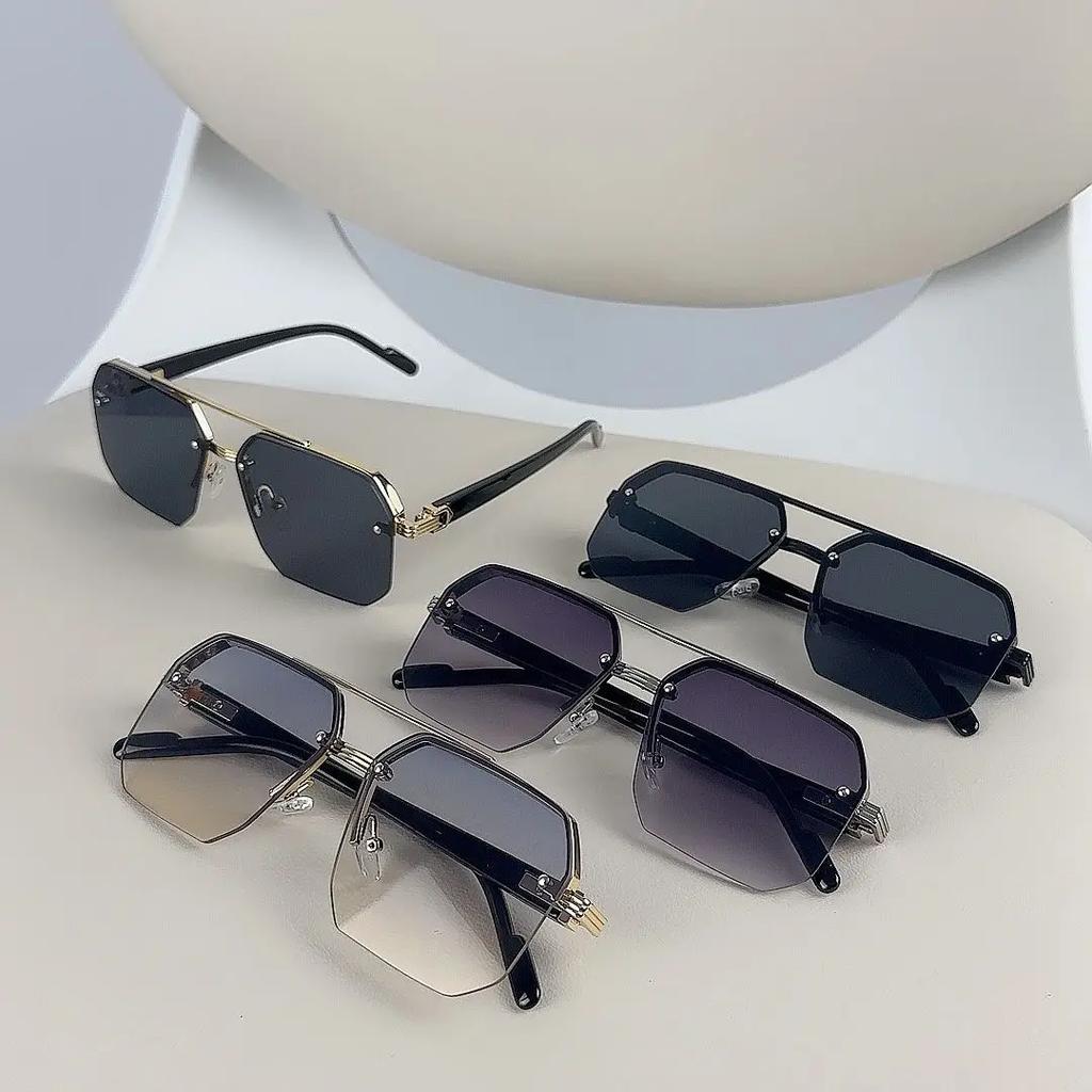 New Gradient Sunglasses for Men Fashion Metal Big Frame Sun Glasses Brand Design Luxury Lunette Eil Homme UV400 Eyewear