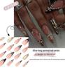 Ongles French Léopard Imprimé Strass Stiletto Longs 3D - Faux Ongles Finition Super Brillante