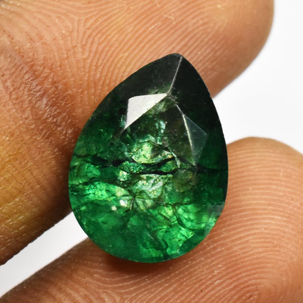 Natural Green Emerald Loose Gemstone 6.8 Ct Pear Cut for Jewelry Making and Gem Collections
