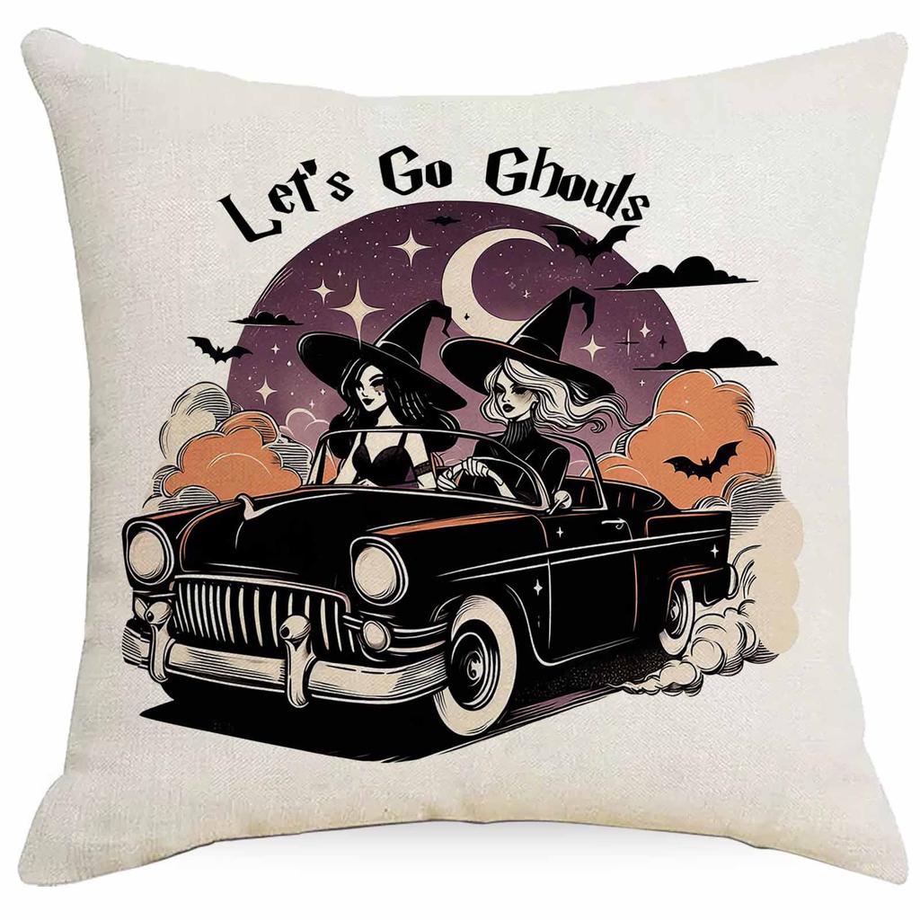 Nytt Halloween Häxlinje Kuddfodral Hem Vardagsrum Kontor Soffa Bilbarnstol
