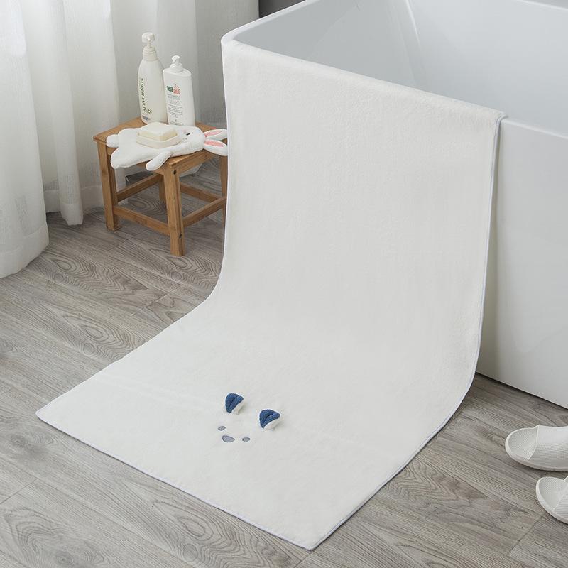 Cartoon Embroidered Coral Fleece Bath Towel As A Return Gift, Soft Absorbent Cover, Suitable for Both Mother and Child