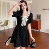Women Vintage Round Neck Bow Dress Design Slimming Summer Dress