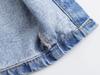 Women's European & American Short Denim Vest + Double Lapel Midi Skirt Set