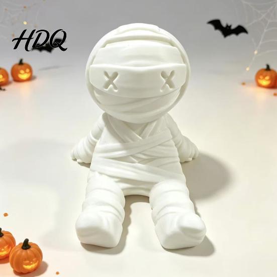 Gothic Style Gift for Friends Cute Mummy Phone Holder 3D Printed Halloween Desk PLA Material Stand Stand Cartoon Figurine Home Office Desktop