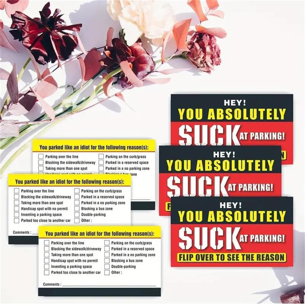 Parking Cards, You Absolutely Suck At Parking Cards, Parking Cards, Funny Parking Violation Tickets, Funny Hilarious Prank(50PC)