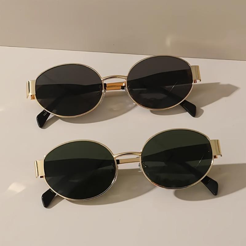 2 Pairs of Summer Fashionable Oval Metal Frame Glasses Unisex Suitable for Daily Wear and Trendy Pography