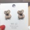Boucles d'oreilles à tige en forme de lapin en peluche pour femmes, nouveau design, mignon, mode coréenne, marron, animal, ours, bijoux, cadeau de fête pour filles