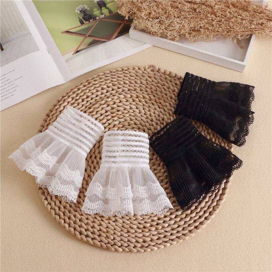 fake women' lace SHIRT BLACK COLLAR with elegant clasp
