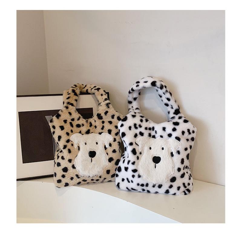 Tooxika Autumn And Winter High-grade Fur Bag Leopard Print Underarm Bag Fashionable Plush Puppy Shoulder Bag