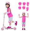 SFUN Kick Scooter for LED Easy to Load Capacity Birthday Gift Kids, Light-Up Wheels, 3-Level Adjustable, Assemble, Foot-Operated, 80kg, (Pink)