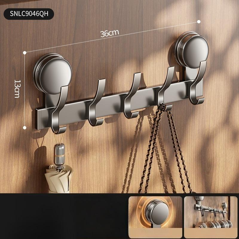 Hakenleiste aus Aluminiumlegierung, Wandmontage mit Doppel-Saugnapf zum Aufhängen, Bohrerfreie Saugnapf-Handtuchstange und Hutständer zum Aufhängen von Handtüchern, Mänteln, Hüten