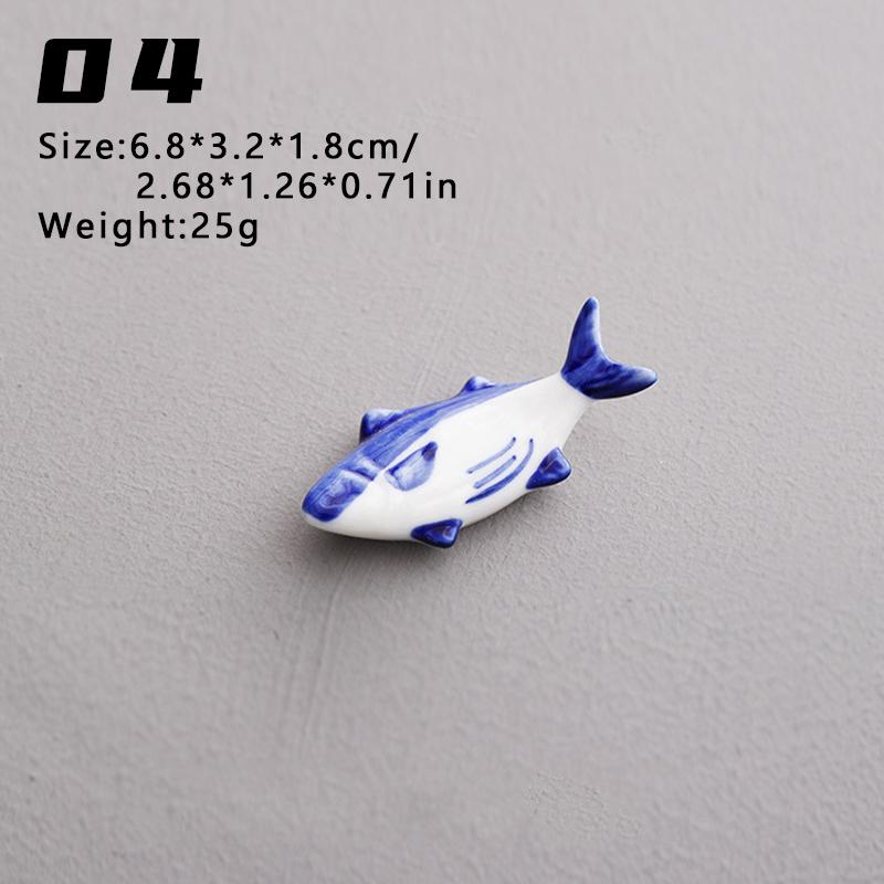 Cute Little Fish Ceramic Solid Chopstick Holder for Japanese Restaurants, Spoons, Fork Racks, Ceramic Rest Kitchen Utensils