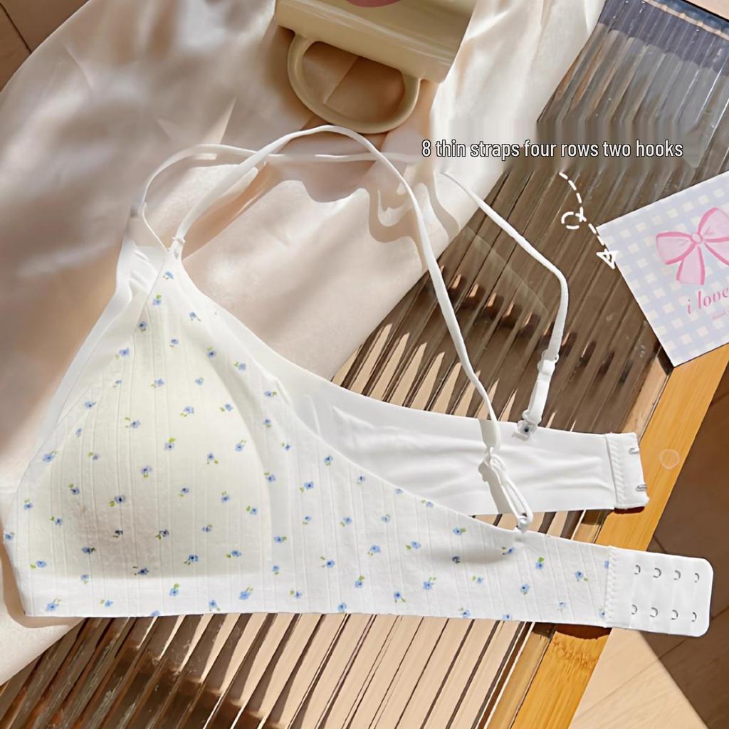 Sweet & Breathable Wire-Free Triangle Bra: Seamless, Thin Strap, Uplifting & Anti-Sagging Comfort for Women