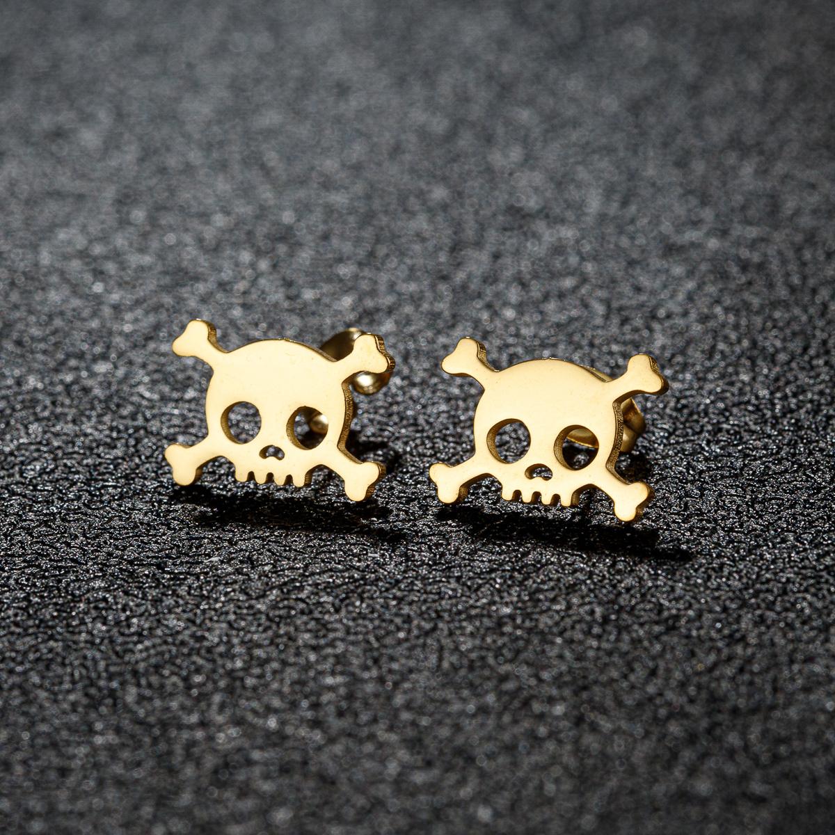 

1Pair Hollow Mini Skull Earrings for Men Stainless Steel Ear Studs Halloween Style New Fashion Birthday Party Jewelry Gifts