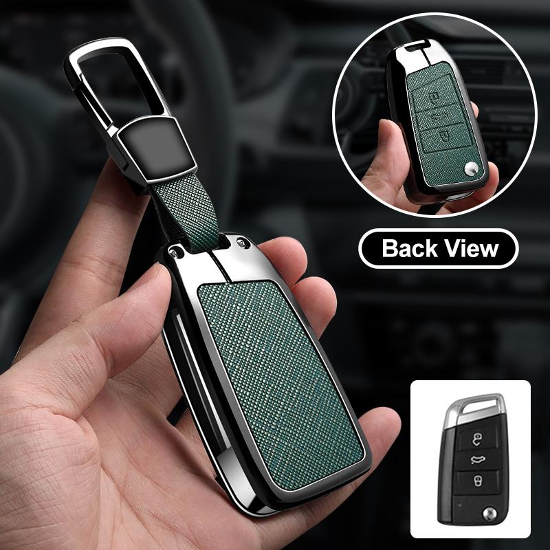 Zinc Alloy Car Key Case Protector Cover For Vw Volkswagen Golf 7 Mk7 Tiguan Mk2 T-Roc T-Cross Shell Holder Accessories