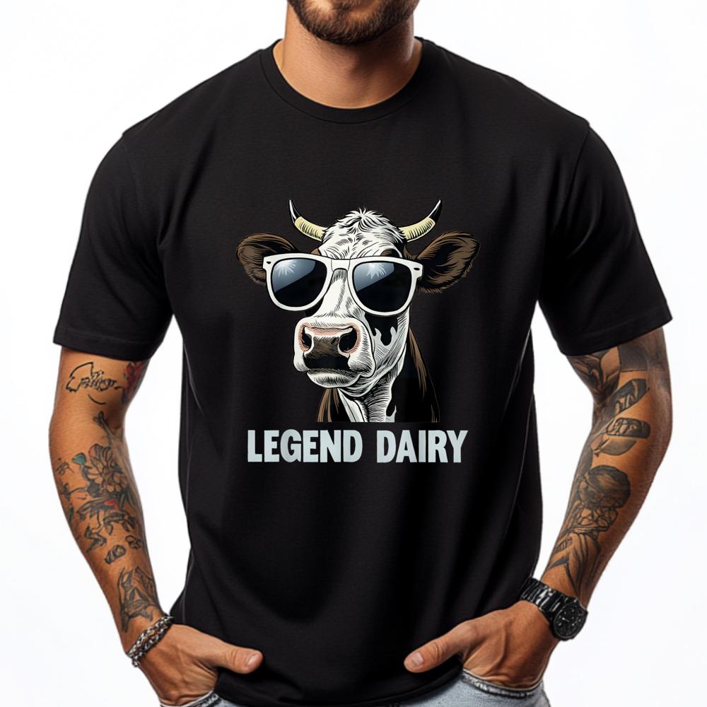 

Legend Dairy Farmer Cow Farmer Pun Cow Graphic Tee Cotton Cotton Comfort T-Shirt Slogan 5XL різнокольоровий