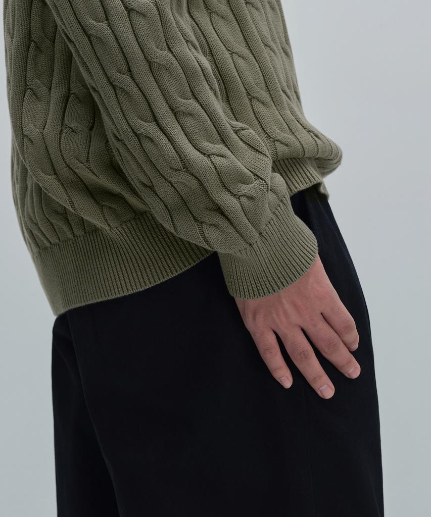 MUSINSA STANDARD Cotton Cable Crew Neck Knit [Sage]