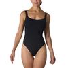 Lightweight, Form-fitting Tummy-control U-neck Bodysuit with Sheer Effect Backless One-piece