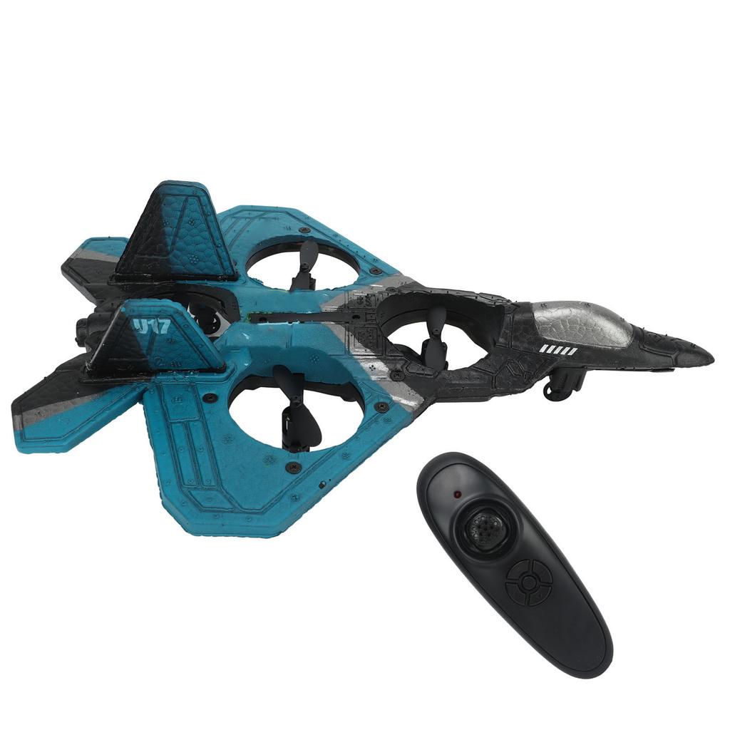 2.4 GHz Kids RC Glider Model LED Light Stable Flight Remote Control Plane Toy with Propeller Blue 3 Batteries