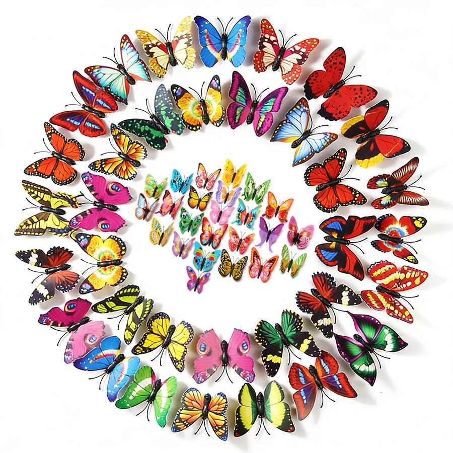 12/24/48pcs Color Butterfly Magnetic Stickers Reusable Refrigerator Decor DIY Wall Decals Home Decoration Accessories
