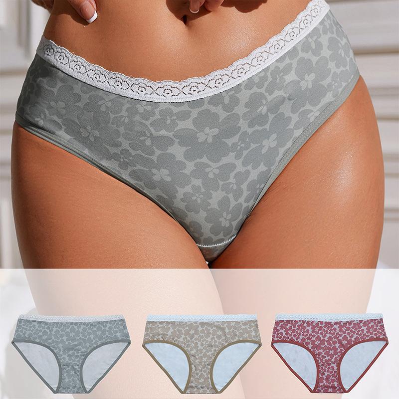 Übergröße Unterwäsche für Damen Blumen-Spitze Unterwäsche Baumwolle Damen Slips Sexy Po-Lifting Damen Unterwäsche Atmungsaktive und Bequeme Unterwäsche