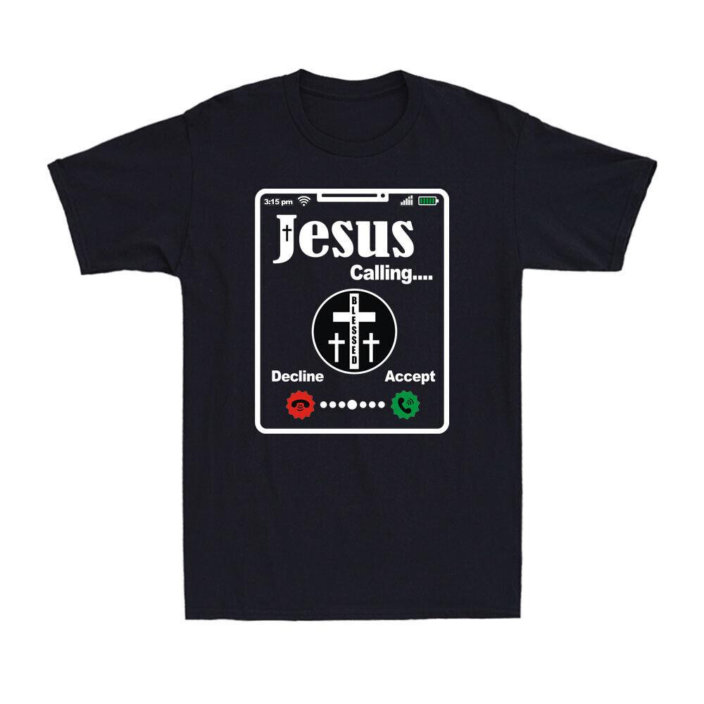 Jesus Is Calling Funny Jesus Christian Christianity Faith Men s Cotton T-Shirt XL