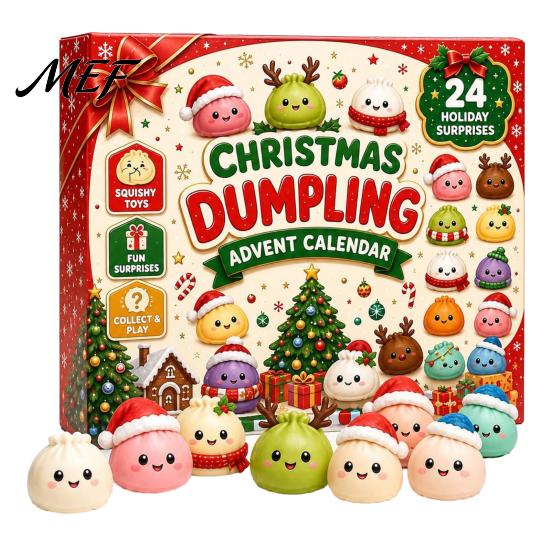 Christmas Surprise Gift Set Advent Calendar with Squeeze Toys, Cute Silicone Dumpling Figures, Countdown Stress Relief Sensory Fidget Toys for