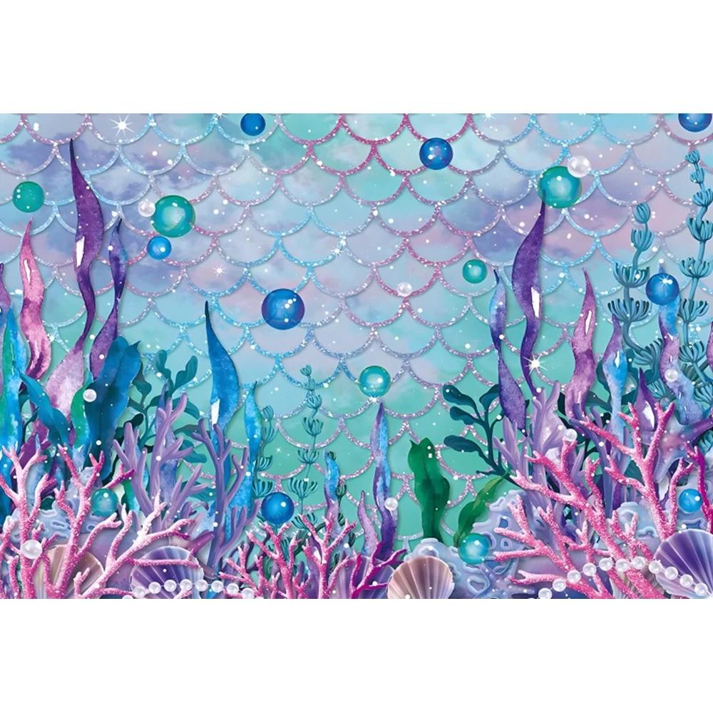 Mermaid Princess Girl Photography Background Birthday Party Decoration Background Photography Studio Photography Props