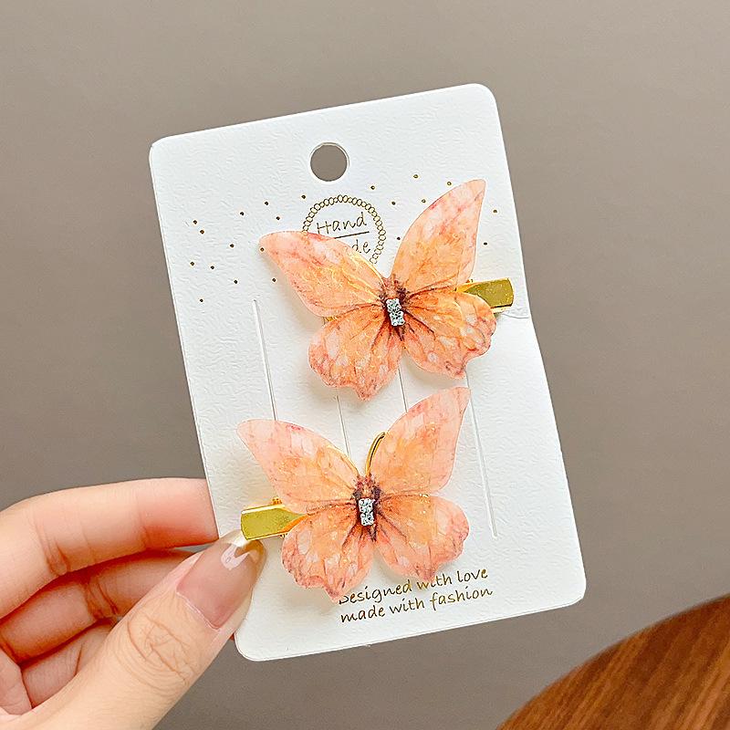 Horquilla de mariposa de Color degradado dulce, pinza para el pelo de gasa bonita, pasadores de princesa