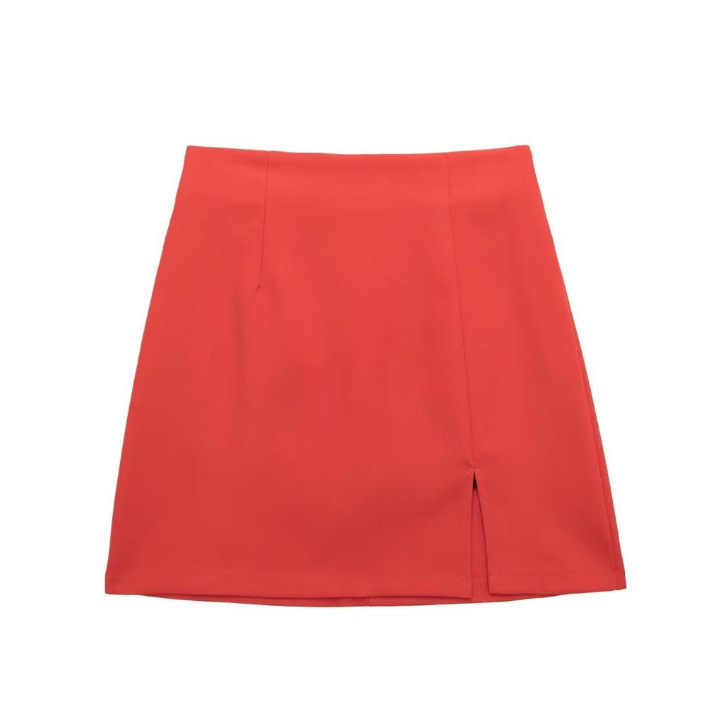 Otoño 2023 Skort de Cintura Alta Multicolor con Abertura en el Bajo para Mujer