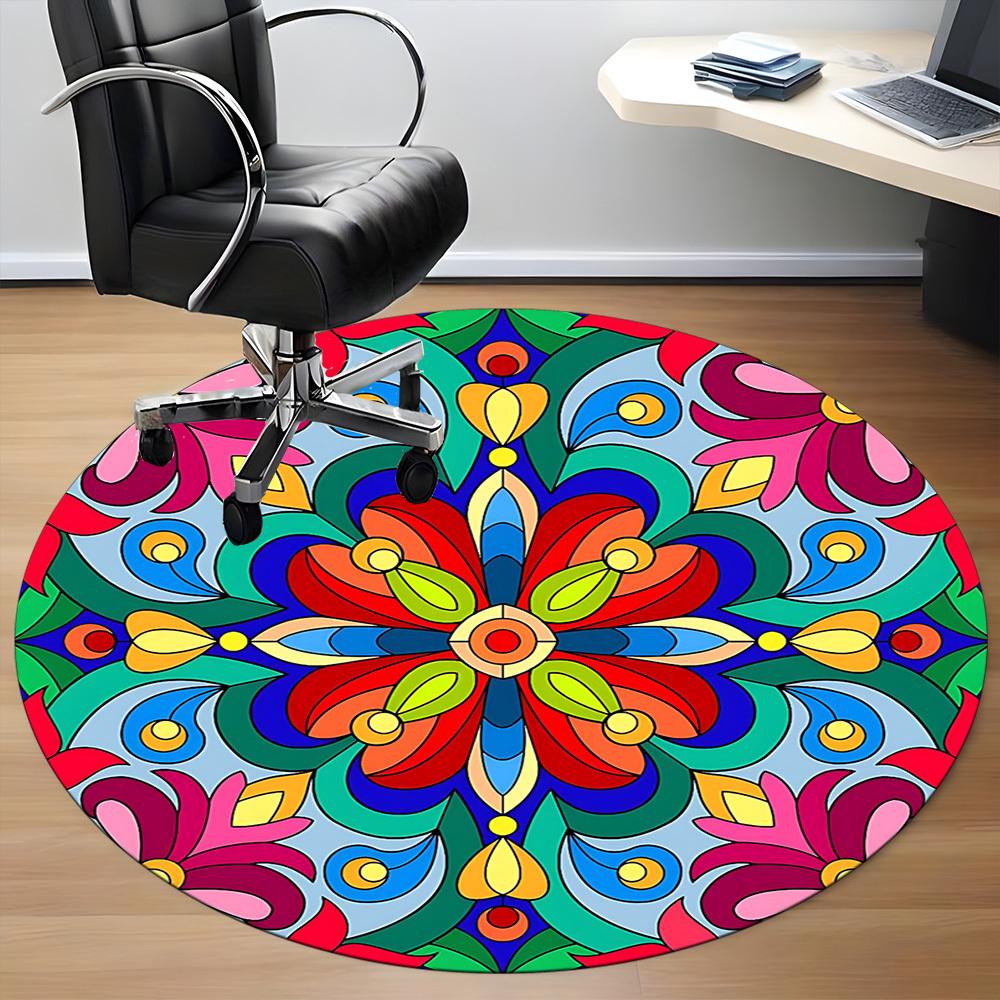 1pc Floral Mandala Pattern Chair Carpet for Office, Soft Comfortable Mat For Office, Living Room, Bedroom, Machine Washable Carpet yy251112165
