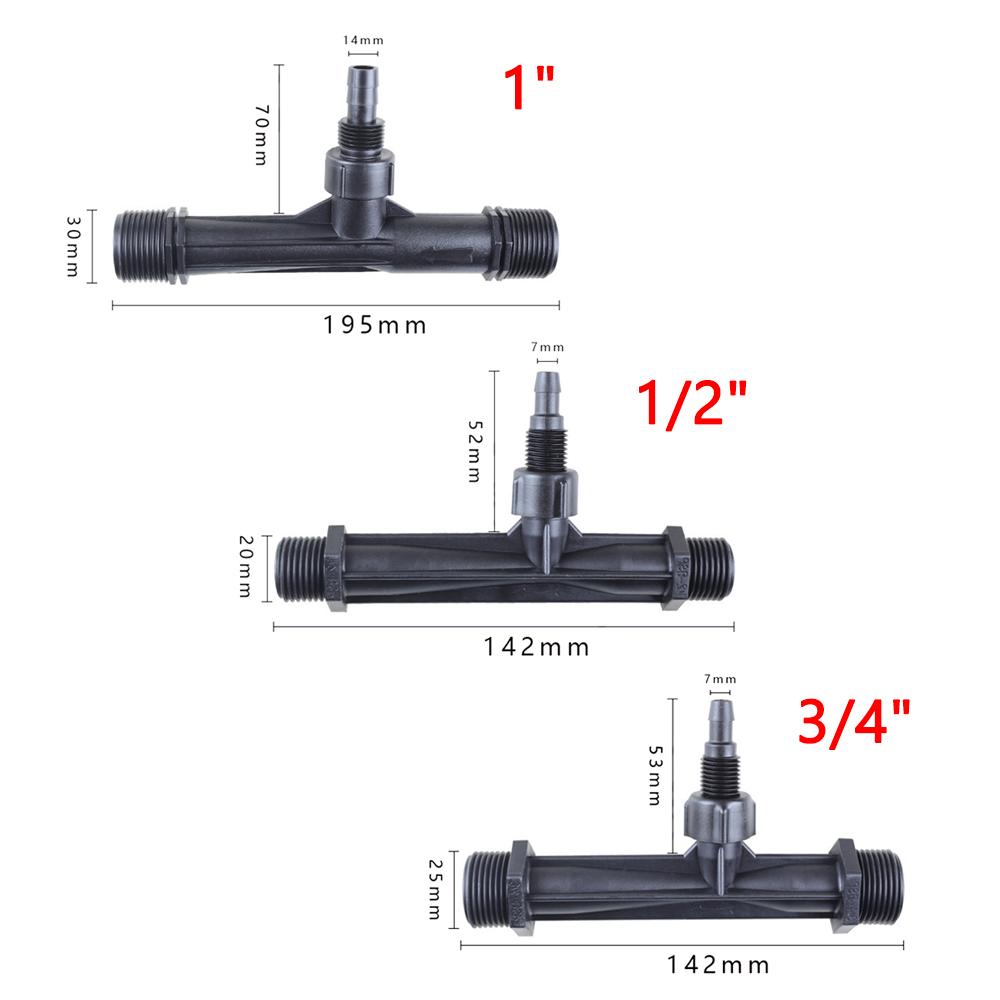 Male Thread Venturi Fertilizer Injector 1/2" 3/4" 1" Irrigation Drip Device Water Tube Emitter