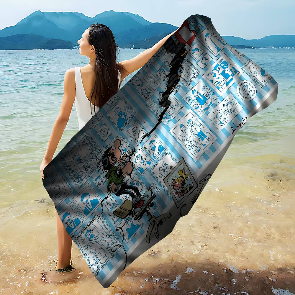 G-Gaston Lagaffe Anime Bath Towel Microfiber Soft Water Absorbing Breathable For Girl Kids Decorative Cartoon Beach Towel