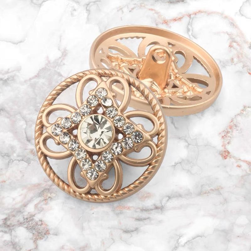 

10 шт. Полые цветочные декоративные пуговицы Металлические пуговицы со стразами Круглые бриллиантовые пуговицы