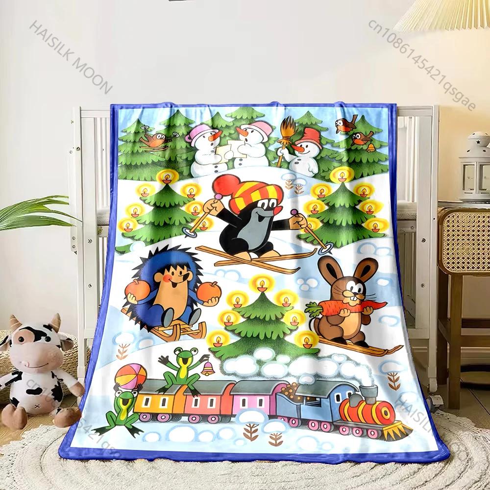 Kleiner Maulwurf Cartoon Überwurfdecke Weiche Flanelldecke für Bett Sofa Vier Jahreszeiten Kindergeschenk Heimtextilien