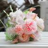 Pastel Artificial Mixed Flower Bouquet, Hydrangea Peony & Pom-Pom Chrysanthemum, Multi-Color Fake Flowers for Home Decor