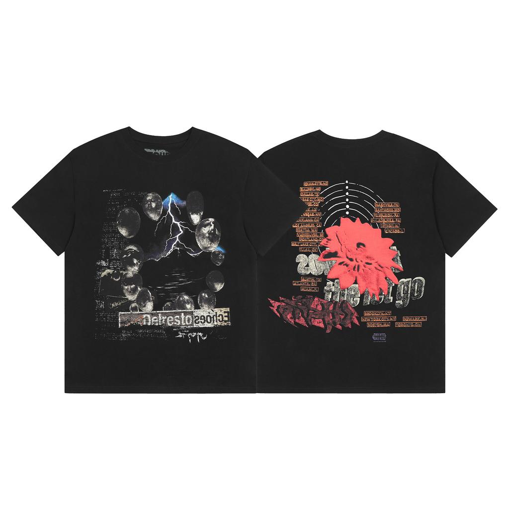 24S grenzüberschreitende Trendmarke Travis Scott Utopia Joint-Album geometrisches Graffiti kurzärmeliges T-Shirt Herren und Damen halblang