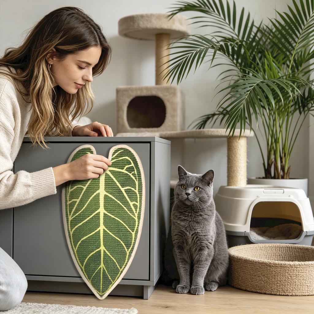 Natural Fiber Sisal Cat Scratching Pad Leaf Shape Durable Eco Friendly Material Cat Claw Protection Mat for Indoor Use